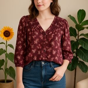 Chic Floral Maroon Blouse